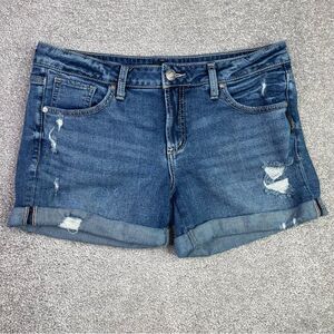 Silver Jeans Boyfriend Shorts Women's 29 Blue Low Rise Relaxed Distressed Cuffed